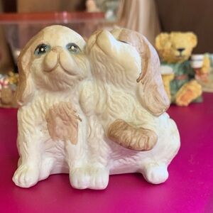 Adorable Cream and Brown Puppy Figurine